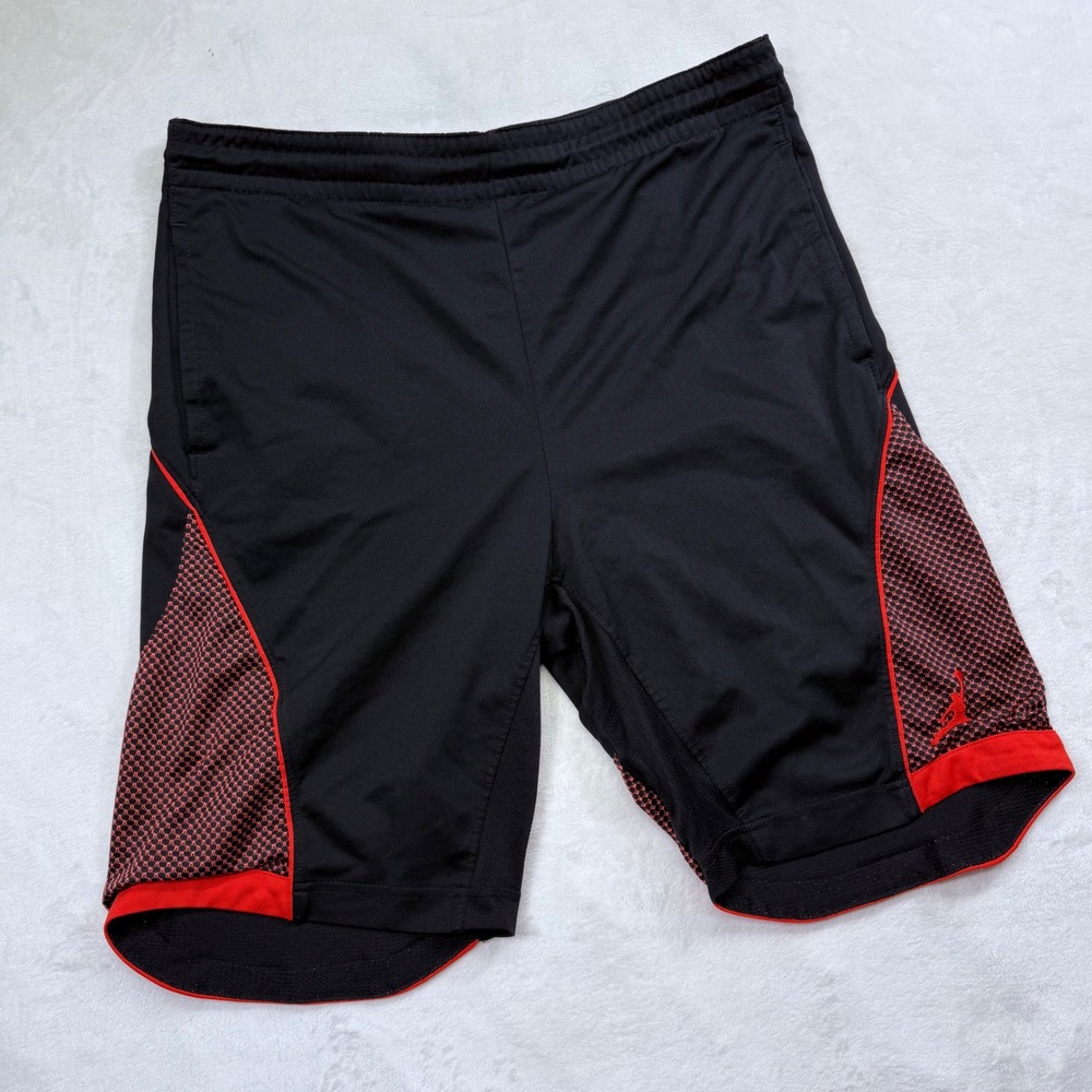 Nike Jordan Mens Y2K Black Red Dri-FIT Basketball Shorts Small Jumpman Mesh